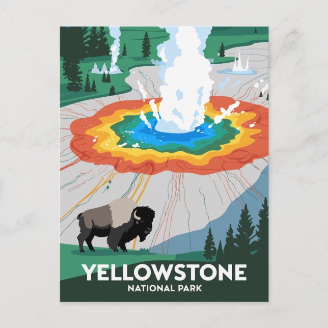 Vivid Yellowstone Nationalpark Postkarte (Vorderseite)