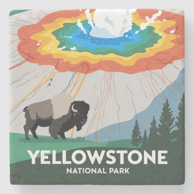 Vivid Yellowstone Nationalpark Steinuntersetzer (Vorderseite)