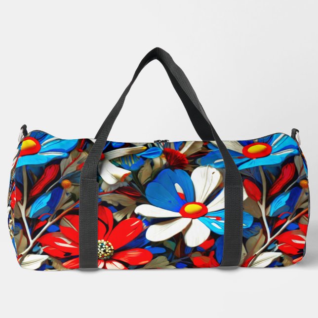 Vivide Wildblumen Große Duffeltasche Duffle Bag (Vorderseite)