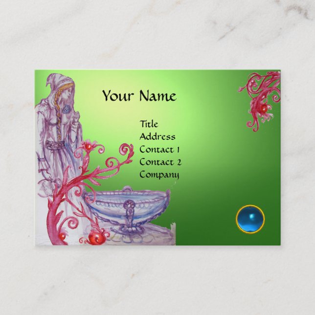 VIVIEN MONOGRAM Edelm grün, blau Visitenkarte (Vorderseite)