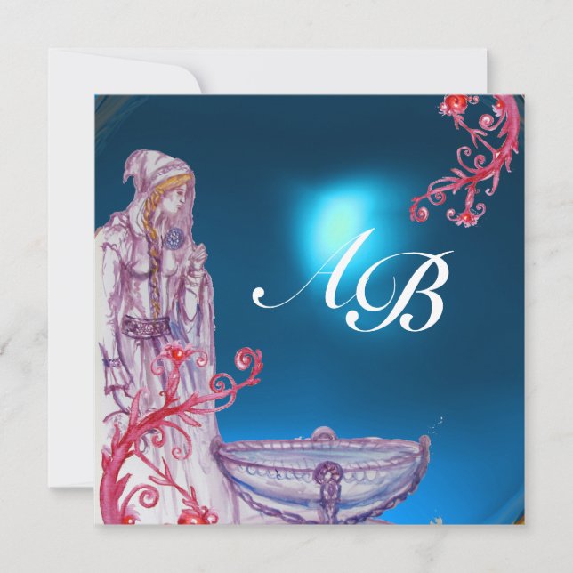 VIVIEN MONOGRAM grün Einladung (Vorderseite)