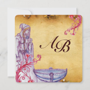 VIVIEN MONOGRAM Perchment lila Einladung