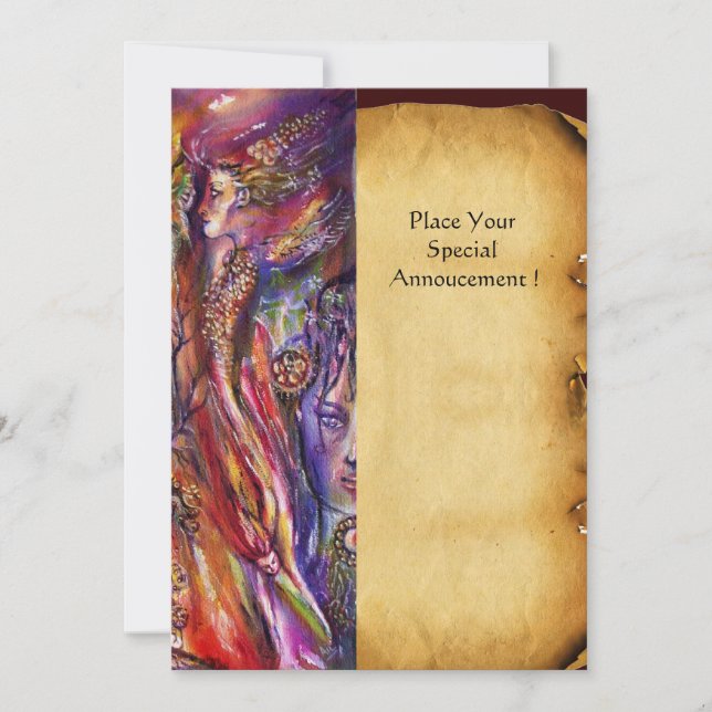 VIVIEN UND MERLIN Fantasy Parchment Einladung (Vorderseite)