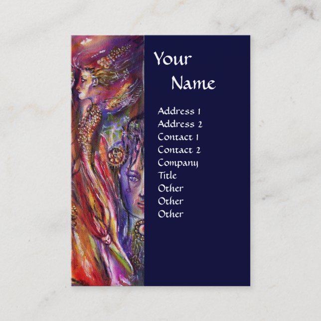 VIVIEN UND MERLIN Pink Lila Blue Fantasy Visitenkarte (Vorderseite)