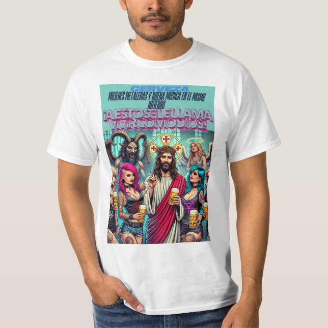 Viviendo Como Dios: Cristo y Su Fiesta de Cerveza T-Shirt (Vorderseite)