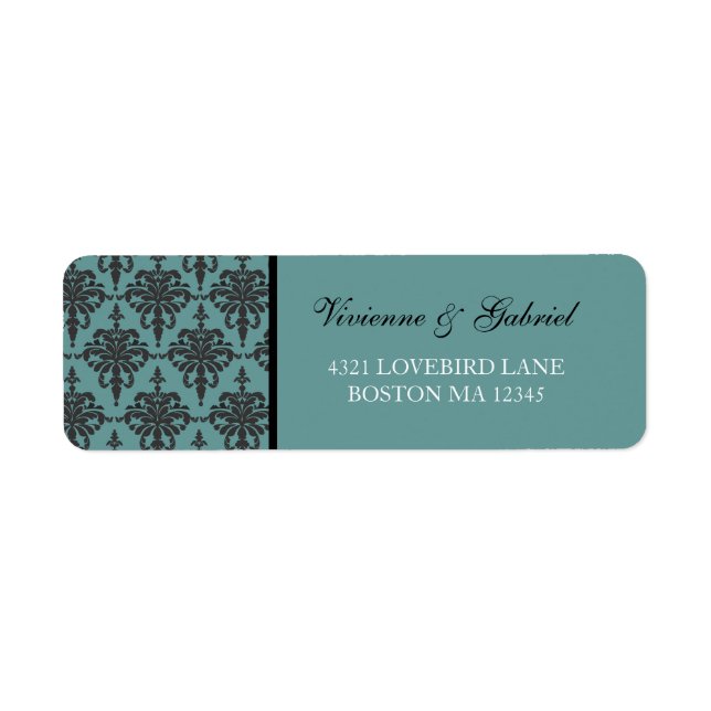 Vivienne Damask Bride Groom Address Label (Vorne)