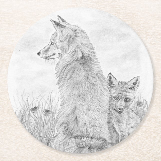 Vixen mit Kit Runder Pappuntersetzer (Vorderseite)