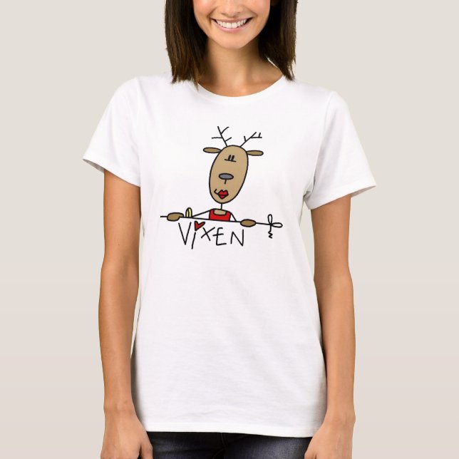 Vixen Reindeer Christmas (Roter Lippenstift) T-Shirt (Vorderseite)