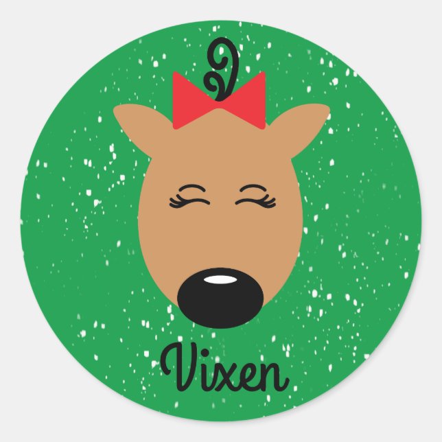 Vixen Reindeer Classic Round Sticker (Vorderseite)