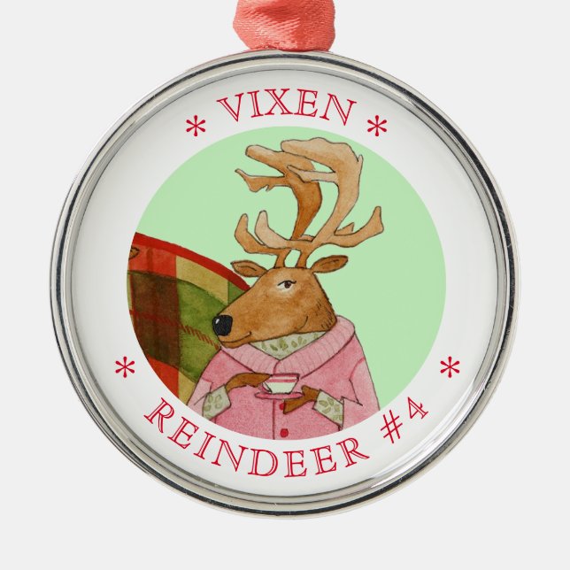 VIXEN REINDEER Premium RUNDFUNK Ornament Aus Metall (Vorne)