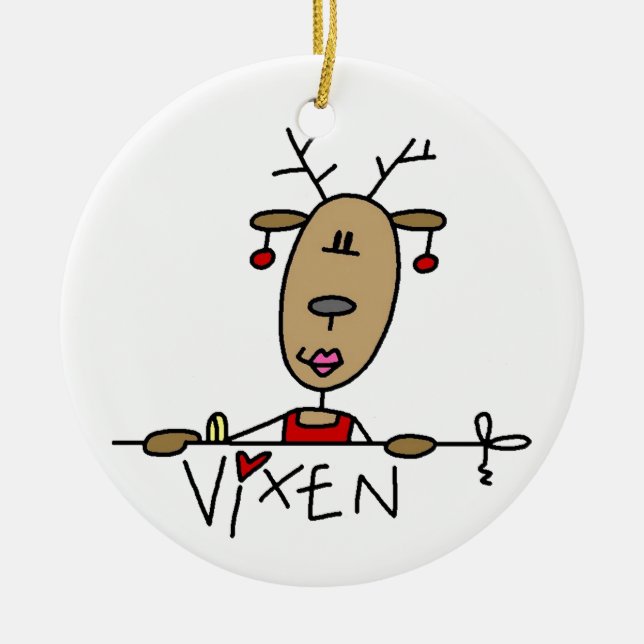 Vixen Reindeer Weihnachtsgeschenke und Geschenke Keramikornament (Vorne)