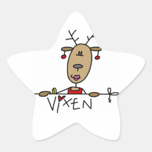 Vixen Reindeer Weihnachtsgeschenke und Geschenke Stern-Aufkleber
