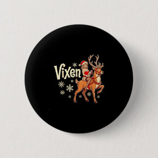 Vixen Weihnachtsrentier Pin-Up-Girl Vintage-Santa Button