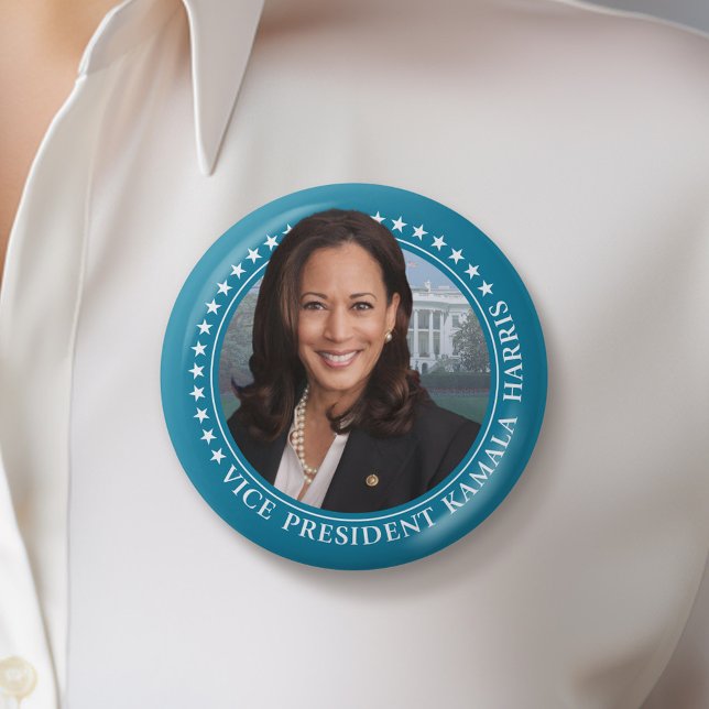 Vizepräsident Kamala Harris 2024 - Aquamarin Stars Button (Kamala Harris Campaign Button - Great Rally button for the Next Election)