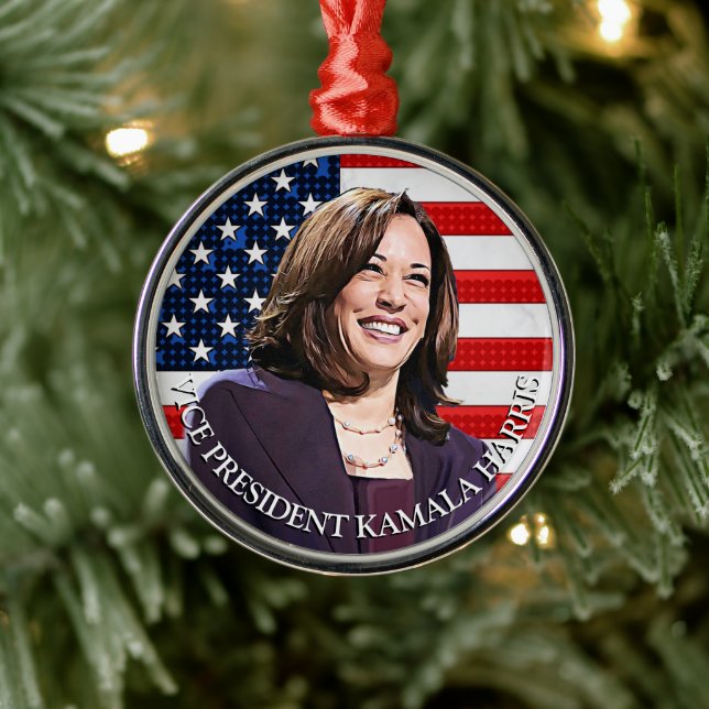 Vizepräsident Kamala Harris Keepake Souvenir Ornament Aus Metall (Baum)
