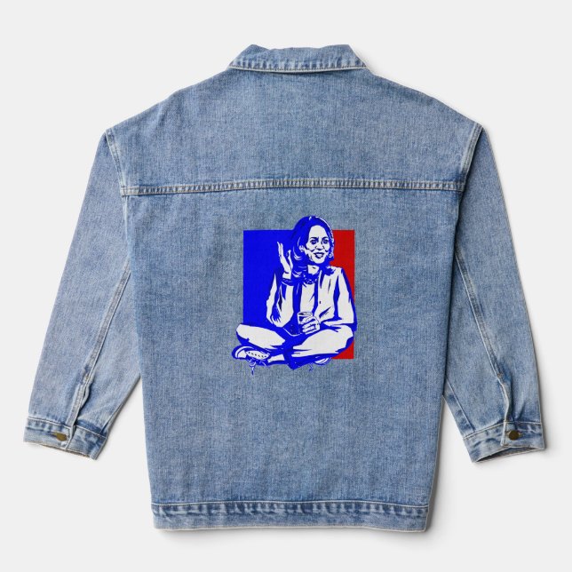 Vizepräsident Kamala Harris patriotisch Jeansjacke (Rückseite)