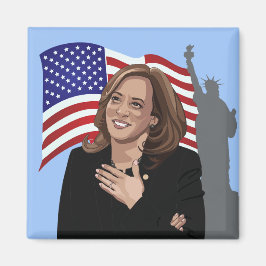 Vizepremierminister Kamala Harris Flaggenstatue Magnet