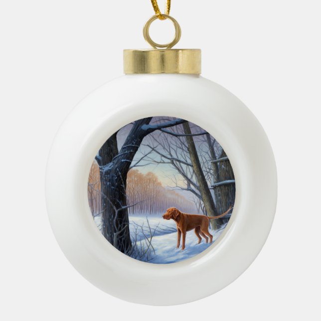 Vizla Let It Snow Weihnachten Keramik Kugel-Ornament (Vorderseite)