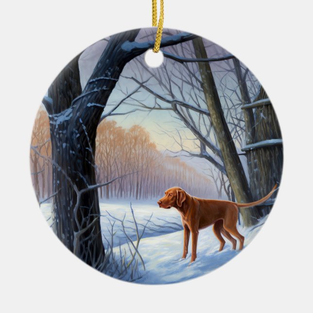 Vizla Let It Snow Weihnachten Keramik Ornament (Vorne)