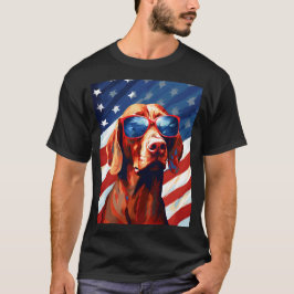 Vizsla 4. Juli amerikanische Flagge T-Shirt