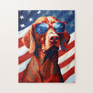 Vizsla 4. Juli Unabhängigkeitstag Puzzle