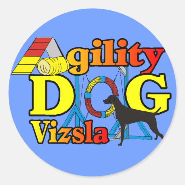 Vizsla Agility Shirts Geschenke Runder Aufkleber (Vorderseite)