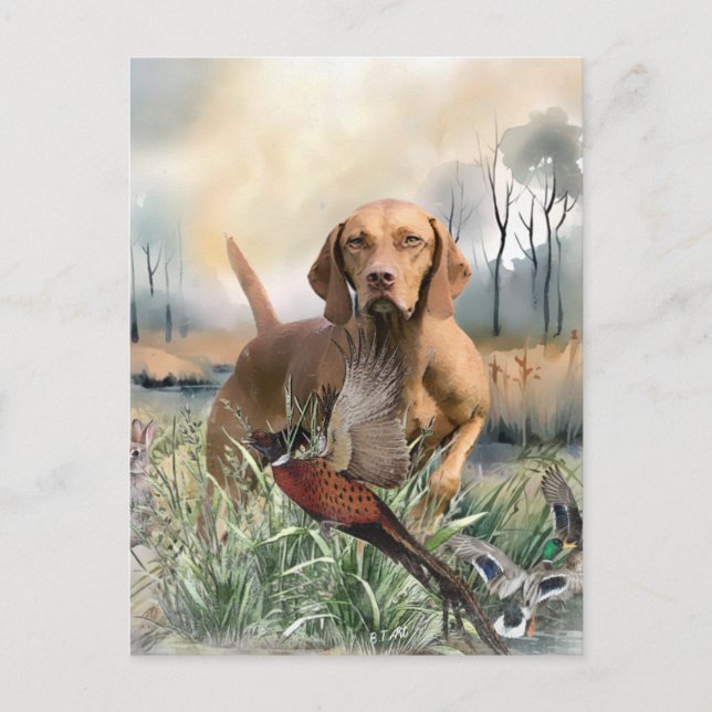 Vizsla, Art Feiertagspostkarte (Vorderseite)