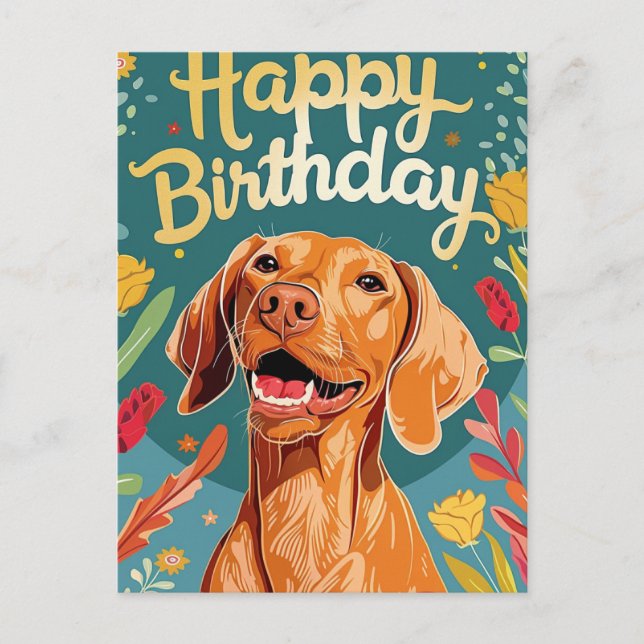 Vizsla Birthday Postkarte (Vorderseite)