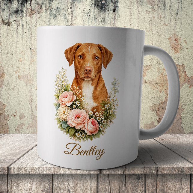 Vizsla Blumenporträt Kaffeetasse (Von Creator hochgeladen)