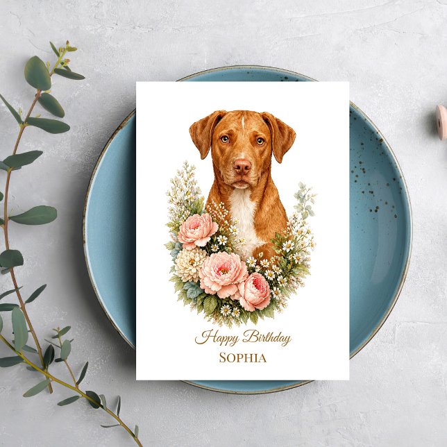 Vizsla-Blumenporträt Karte (Von Creator hochgeladen)