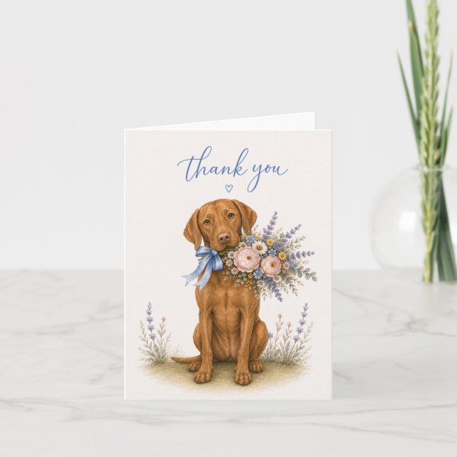 Vizsla Blumenstrauß Dankeschön Dankeskarte (Vorderseite)