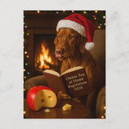 Vizsla 'Cheese Tax' Christmas postcard Postkarte