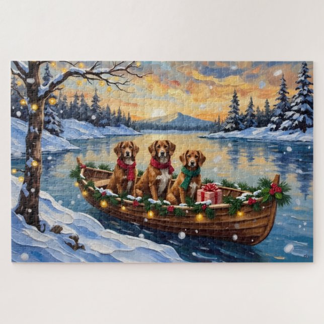 Vizsla Christmas Boat Holiday Puzzle (Horizontal)