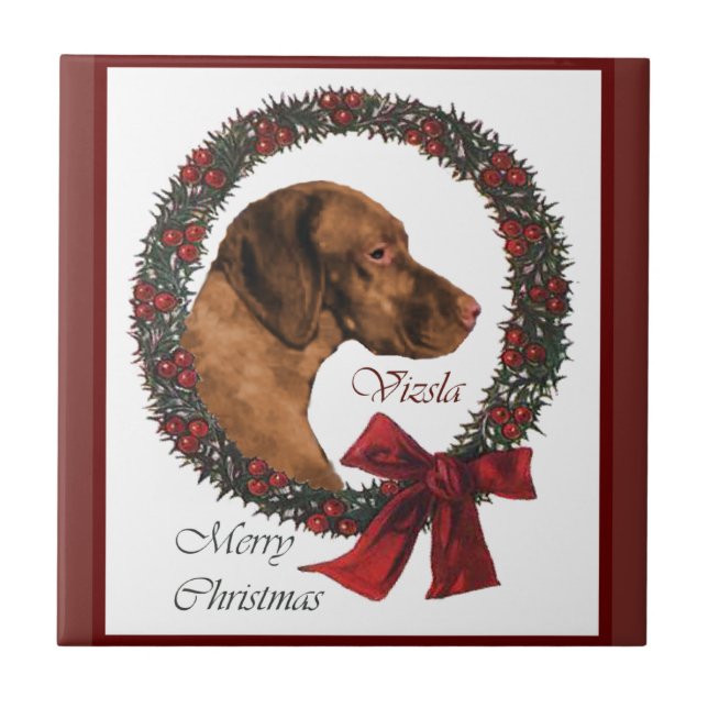 Vizsla Christmas Fliese (Vorderseite)