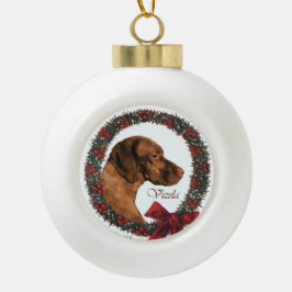 Vizsla Christmas Keramik Kugel-Ornament