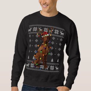 Vizsla Christmas Light Rentier Weihnachtsmannmütze Sweatshirt