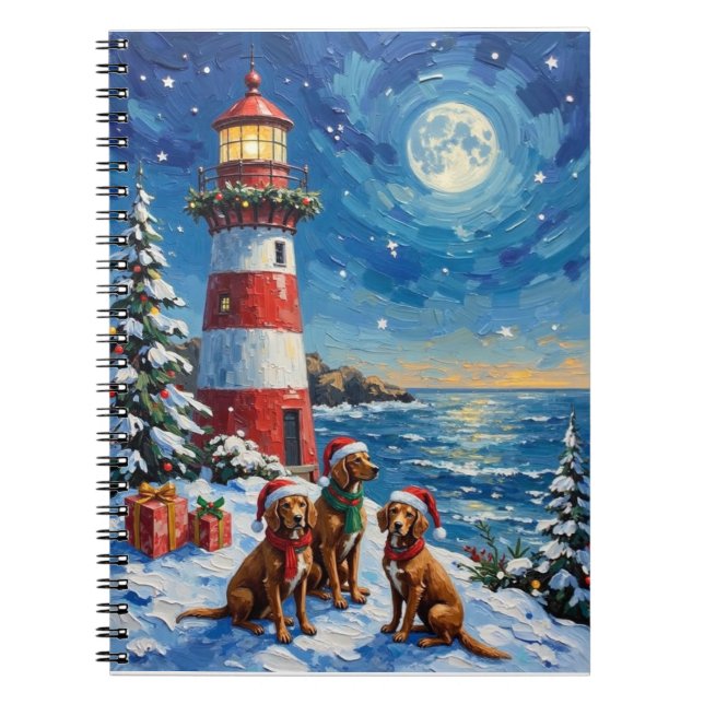 Vizsla Christmas Lighthouse Holiday Notizblock (Vorderseite)