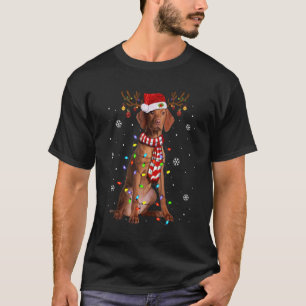 Vizsla Christmas Lights Weihnachtsmannmütze Downer T-Shirt