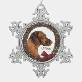 Vizsla Christmas Schneeflocken Zinn-Ornament