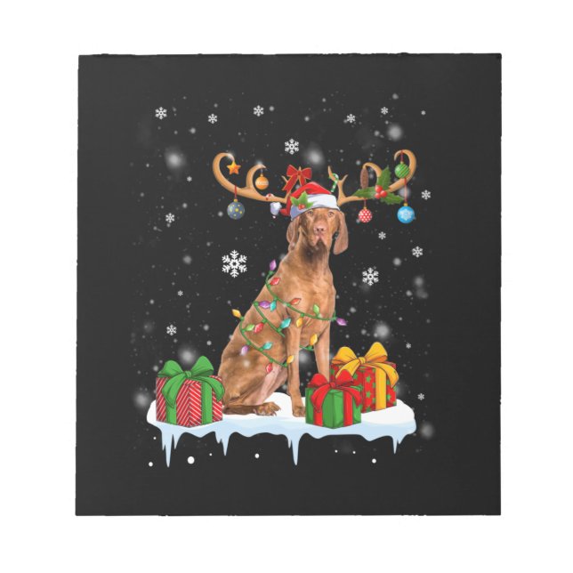 Vizsla Christmas Tree Light Pajama Dog Lover Xmas Notizblock (Vorderseite)