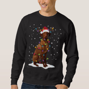 Vizsla Christmas Tree Light Pajama Funny Dog Lover Sweatshirt
