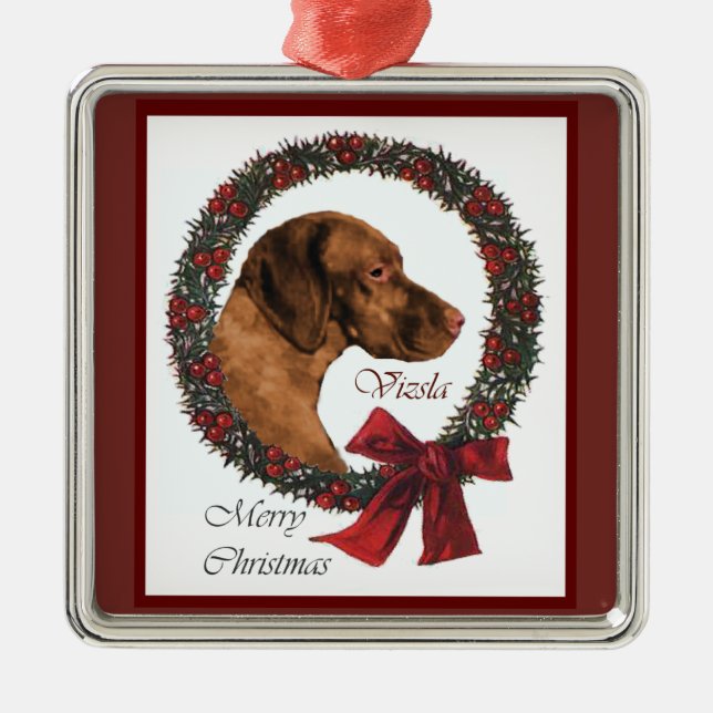 Vizsla Christmas Tree Silbernes Ornament (Vorne)