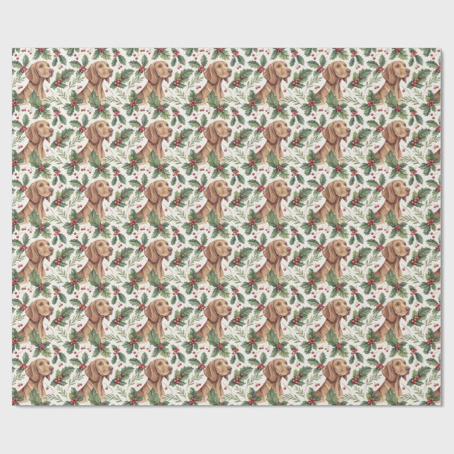 Vizsla Christmas Wrapping Paper Geschenkpapier (Flach)