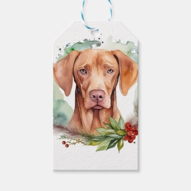Vizsla Christmas Wreath Festivals Geschenkanhänger (Vorderseite)