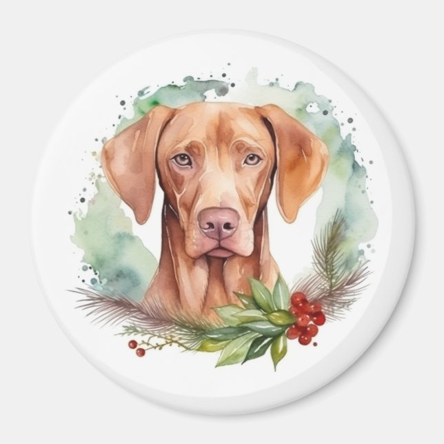 Vizsla Christmas Wreath Festivals Magnet (Vorne)
