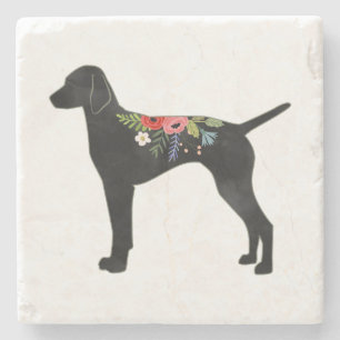 Vizsla Dog Breed Boho Foral Silhouette Steinküste Steinuntersetzer