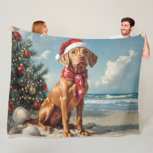 Vizsla Dog Christmas Vintag Beach Fleecedecke