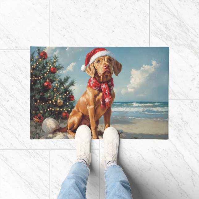 Vizsla Dog Christmas Vintag Beach Fußmatte (Indoor)