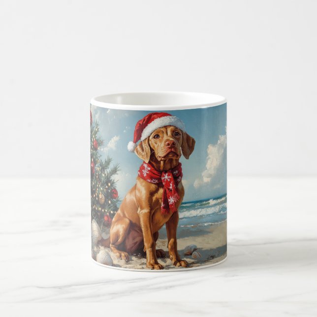Vizsla Dog Christmas Vintag Beach Kaffeetasse (Mittel)