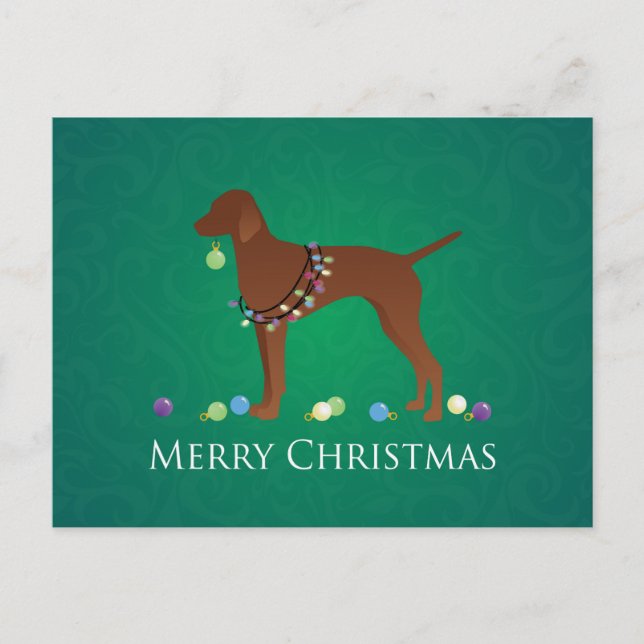 Vizsla Dog Frohe Weihnachtsgestaltung Feiertagspostkarte (Vorderseite)